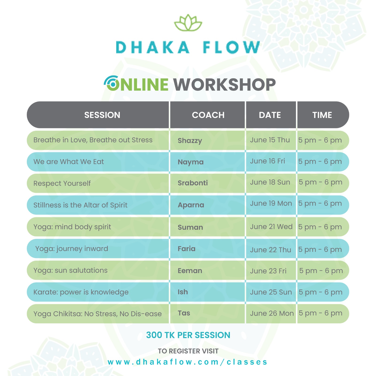 Dhaka Flow Online Workshop